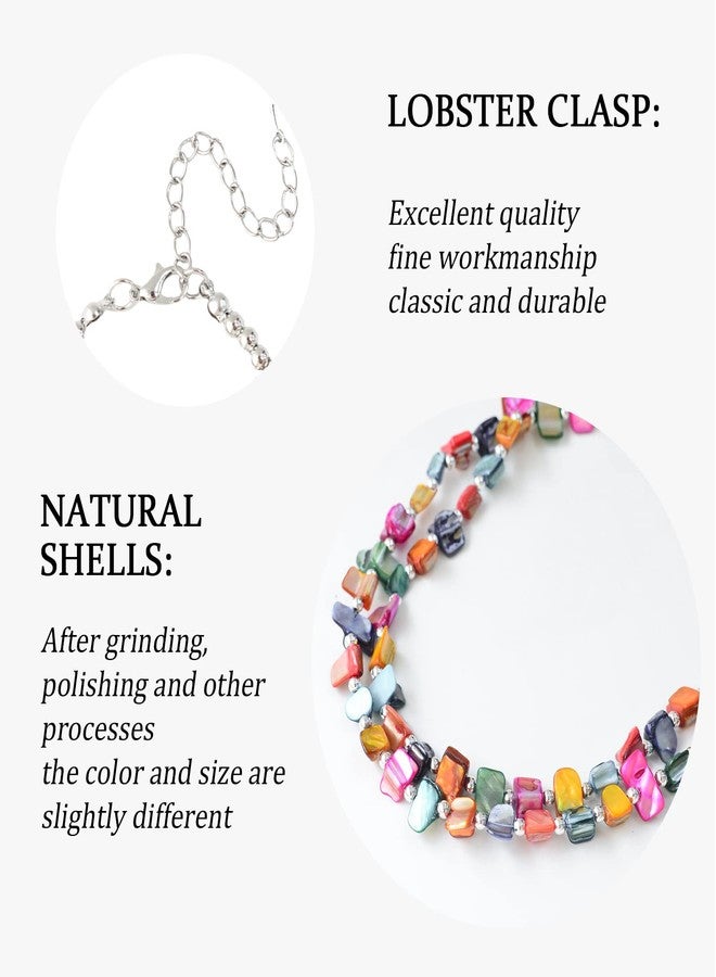 BULINLIN Boho Layered Shell Beaded Necklaces Handmade Colored Bead Choker Necklace Holiday Style Costume Jewelry for Women (Colorful) - Image 4